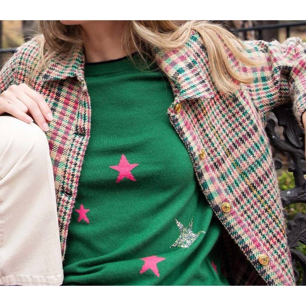 NEW VILAGALLO intarsia stars sweater in green - Picture 3 of 3